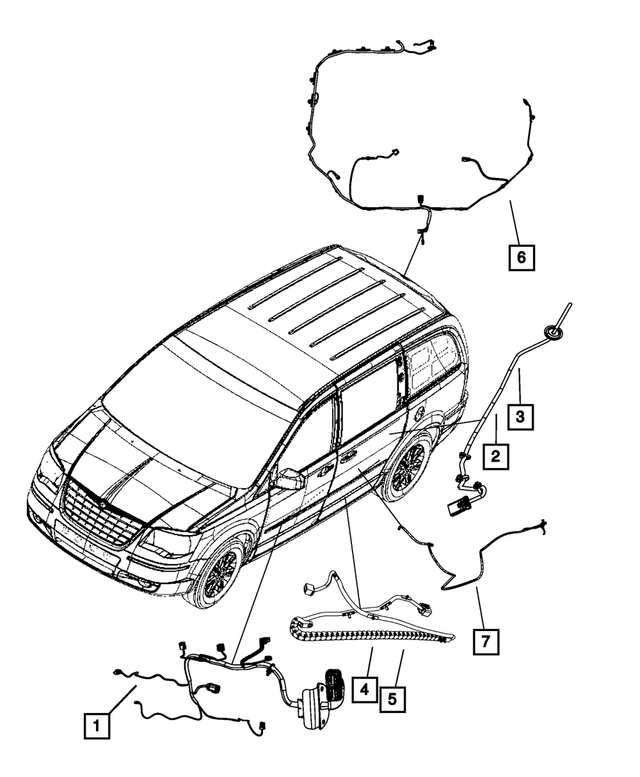 4869194AF - Electrical: Front Door Wiring, Right for Chrysler: Town &amp; Country | Dodge: Grand Caravan Image