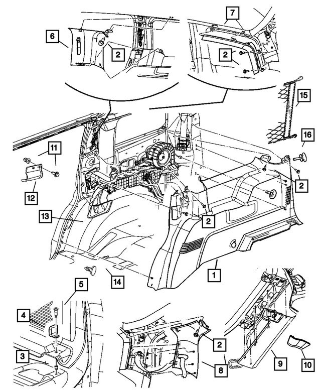 5KS65ZJ3AB - Interior Trim: Quarter Trim Panel, Left for Mopar Image