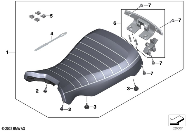 77348388471 - Ergonomics &amp; Comfort: Single Seat Bench for Luggage Rack - Brown for BMW-Motorrad Image