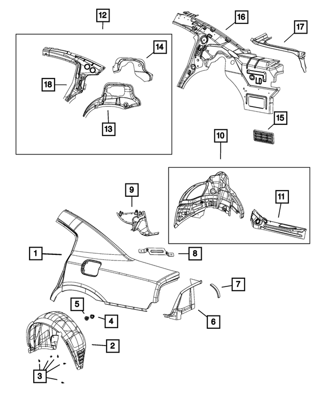 68051447AA - Body Sheet Metal Except Doors: Trough Reinforcement, Left for Mopar Image image