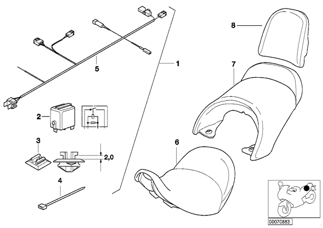 52532347129 - : Seat Heated for BMW-Motorrad Image