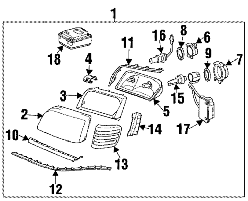 Headlamp Components for 1998 Mercedes-Benz S500 #1
