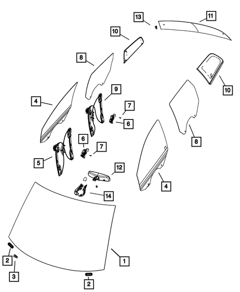 Glass and Interior Rear View Mirror for 2012 Dodge Journey #0