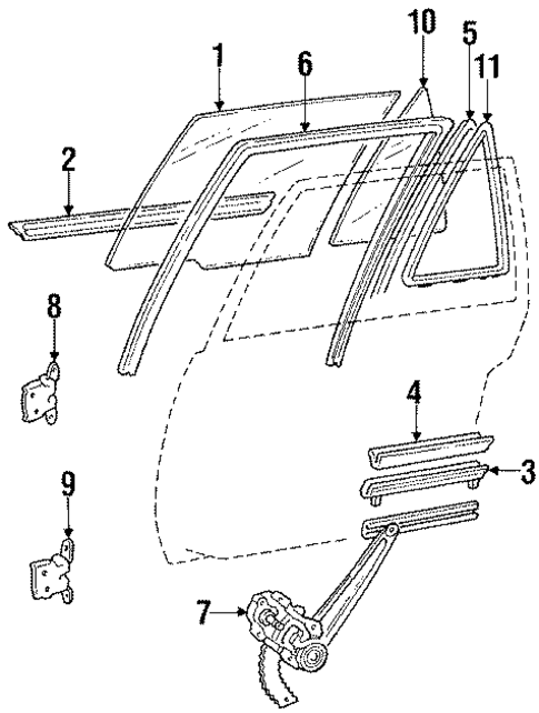 Glass - Rear Door for 1987 Toyota Corolla #0
