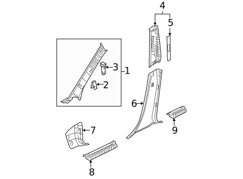 Interior Trim - Pillars for 2013 Mazda 3 #1
