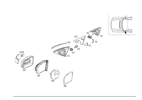 Outside Rear View Mirror, on the Left for 2002 Mercedes-Benz CL55 AMG #0