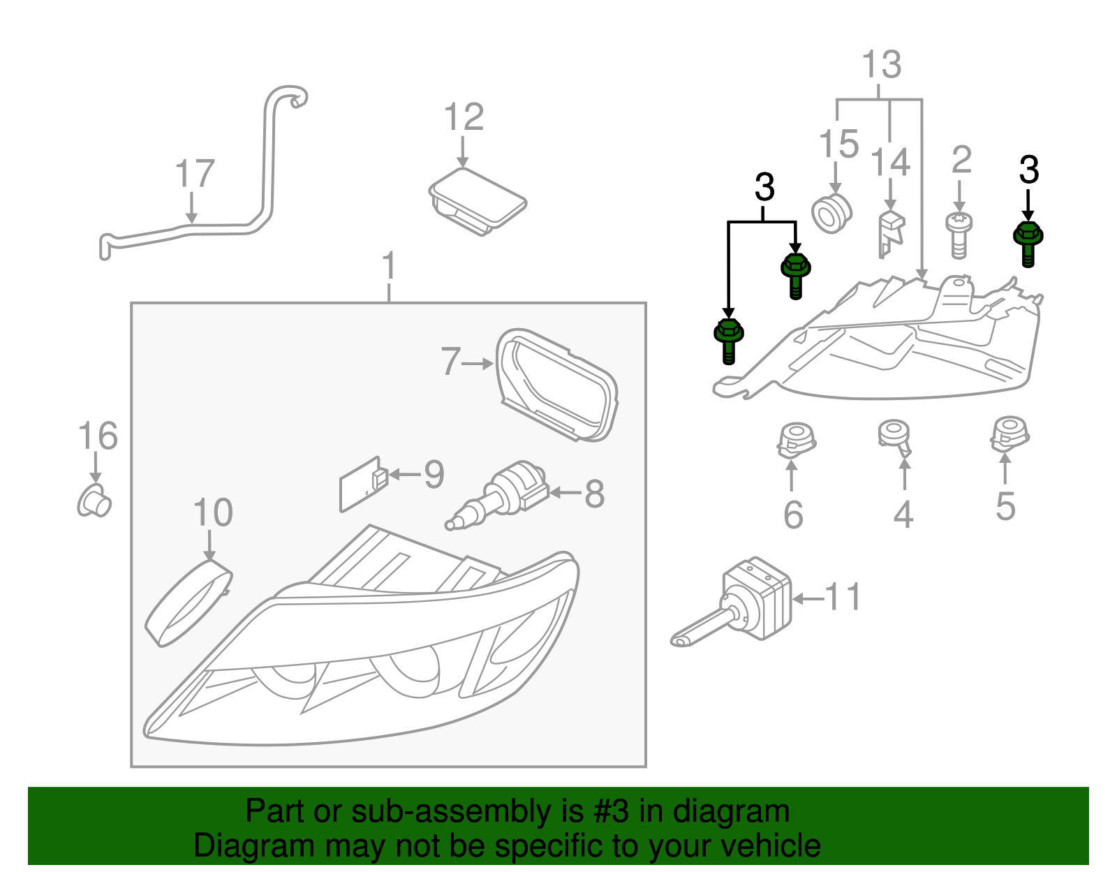 2005-2025 Audi Headlamp Assembly Bolt WHT-000-372 | Audi USA Parts