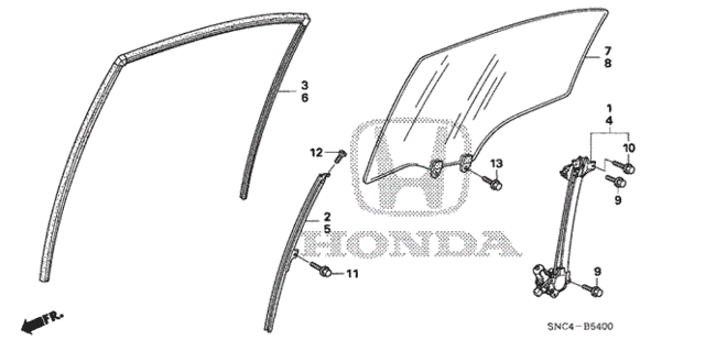 Rear Door Glass - Door Regulator for 2006 Honda Civic #0