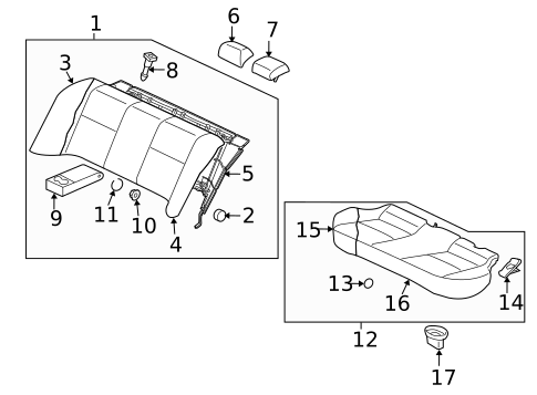 Rear Seat Components for 2012 Mitsubishi Lancer #0