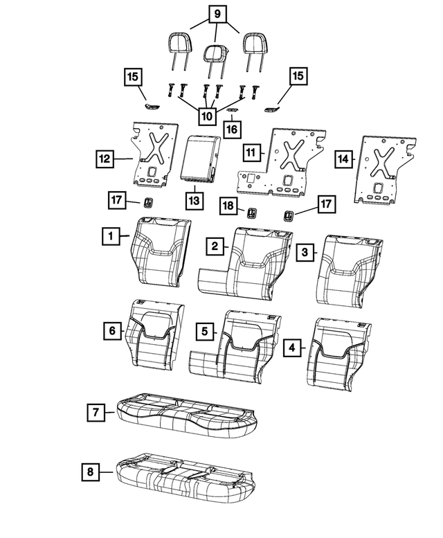 7ER34LXHAA - Interior Trim: Rear Seat Back Cover for Mopar Image