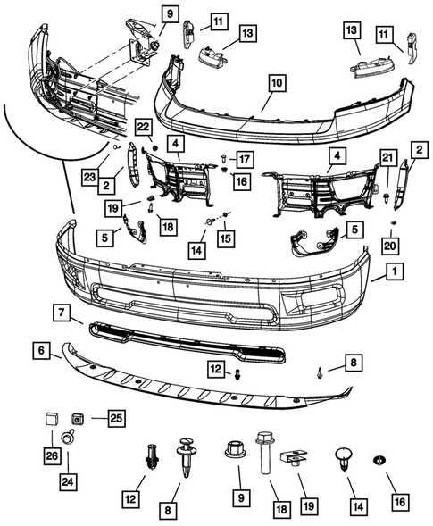 Front Bumper and Fascia for 2011 Ram 1500 #0