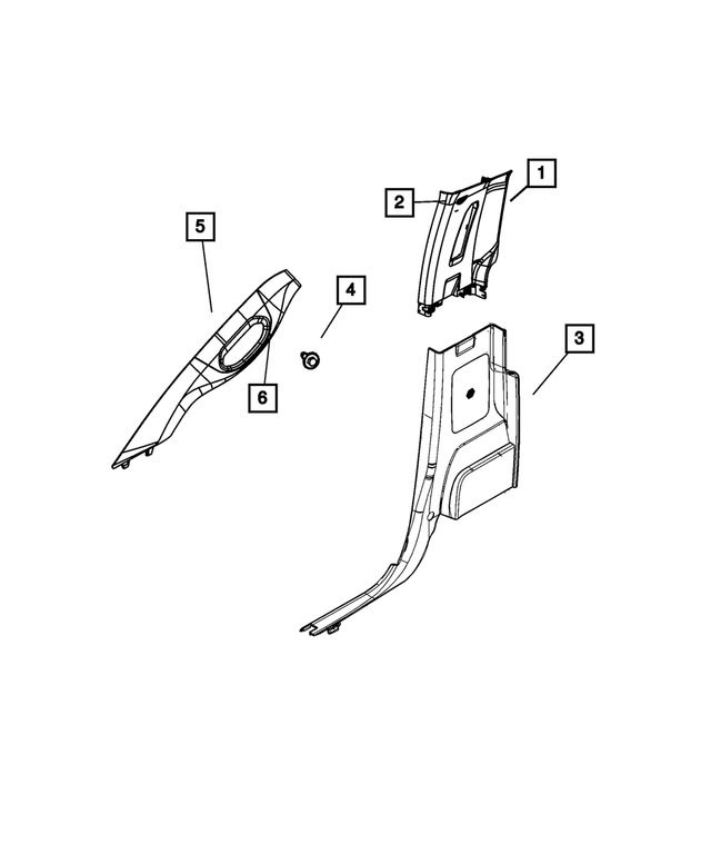 1DX50BD1AB - Interior Trim: B Pillar Upper Trim Panel, Right for Mopar Image