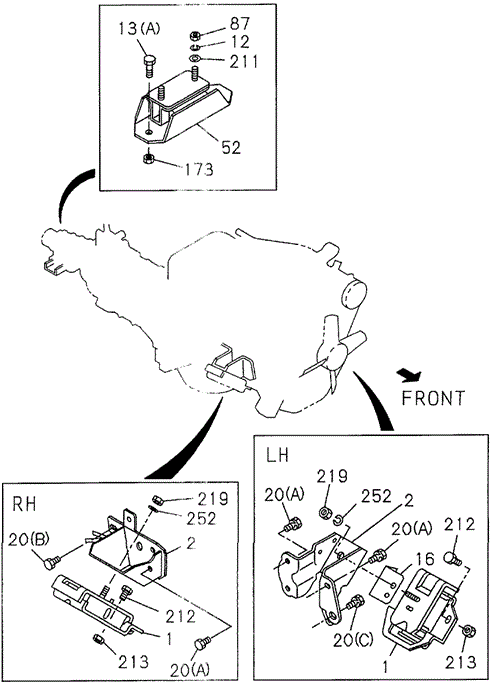 Engine Mount (1) (DX) for 1994 Honda Passport #0