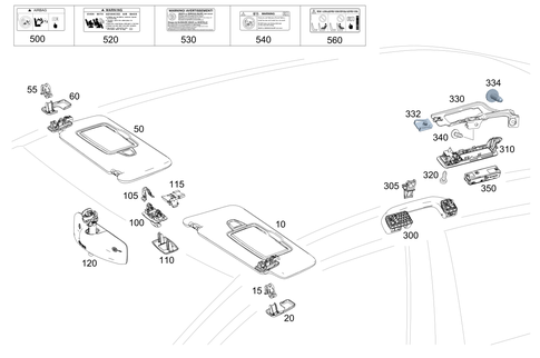Sun Visor, Interior Mirror, Grab Handle for 2022 Mercedes-Benz A220 #0