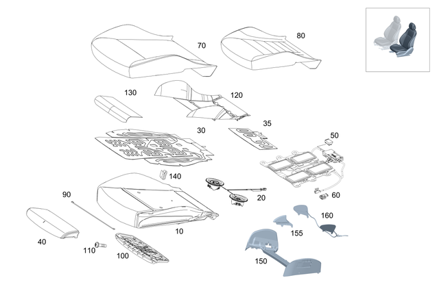 2059104007 - : Cover, Backrest for Mercedes-Benz Image