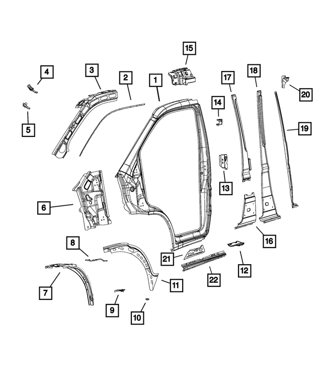 68167373AA - Body Sheet Metal Except Doors: Body Side Aperture Outer Panel, Right for Mopar Image