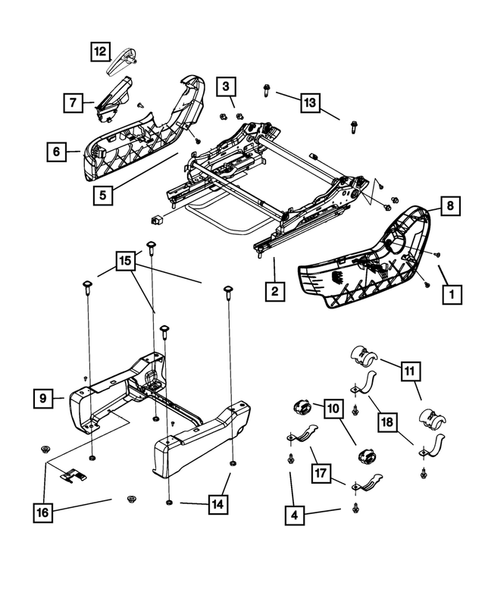 Front Seats - Adjusters, Recliners, Shields and Risers for 2012 Ram C/V #2