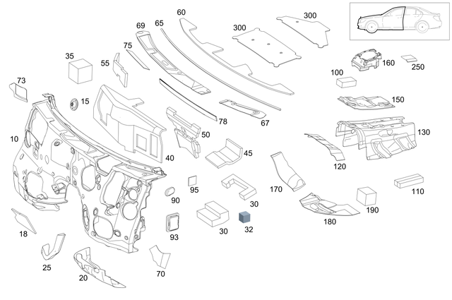 2056822228 - Trim: Dampening, Firewall for Mercedes-Benz: C350e, C400, C43 AMG, C450 AMG Image image