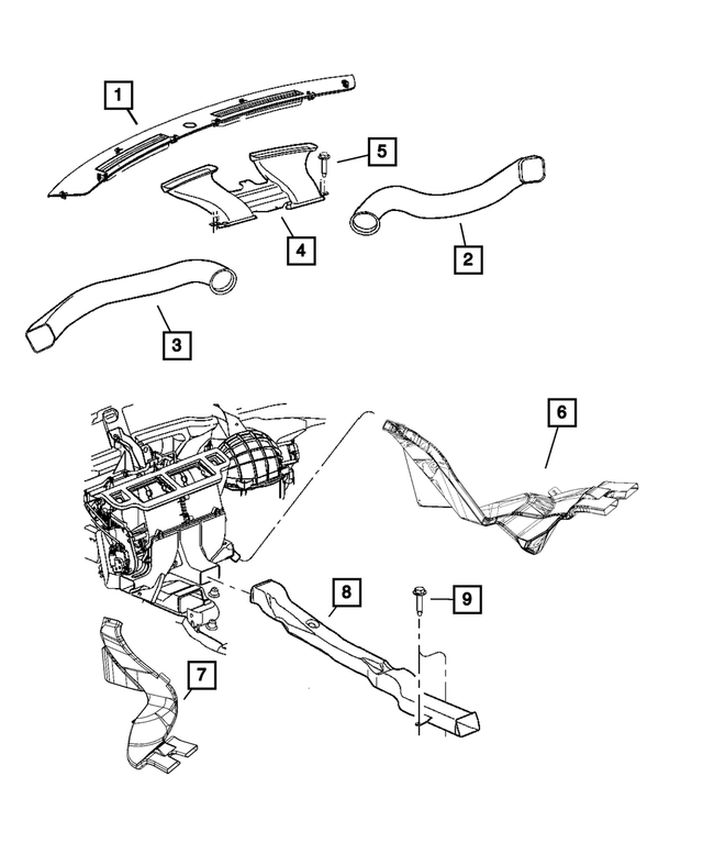 55038112AD - Air Conditioners and Heaters: Floor Duct for Mopar Image image
