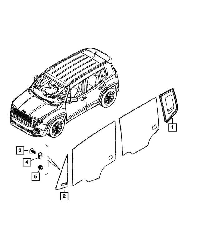 68642222AA - Glass: Front Door Glass, Left for Mopar Image