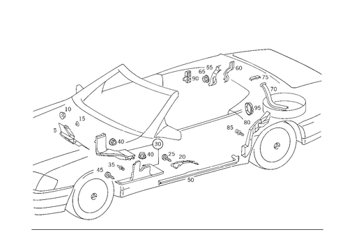 Cable Coverg. , Prot. Hoses, Cable Ducts, Deflectors, Control Unit Mounting Plate for 1993 Mercedes-Benz 600SL #0
