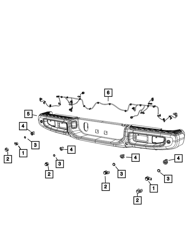 68616367AA - Frame, Bumper and Fascia: Rear Bumper Wiring for Jeep: Gladiator Image