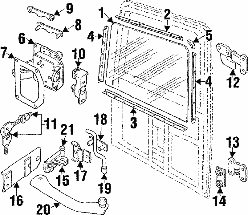 Glass & Hardware - Back for 1997 Land Rover Defender 90