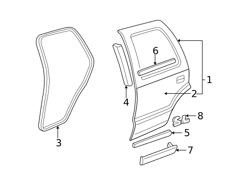 Door & Components for 2000 Oldsmobile Bravada #1