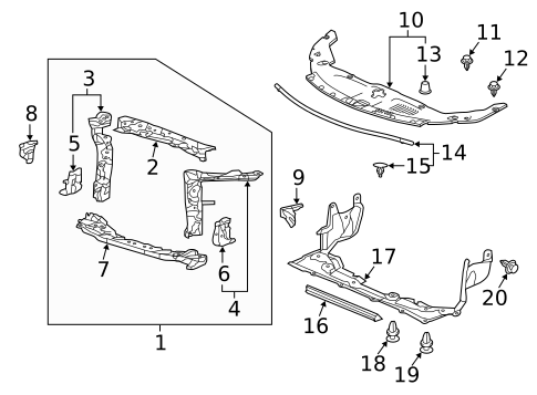 Radiator Support for 2019 Acura ILX #0