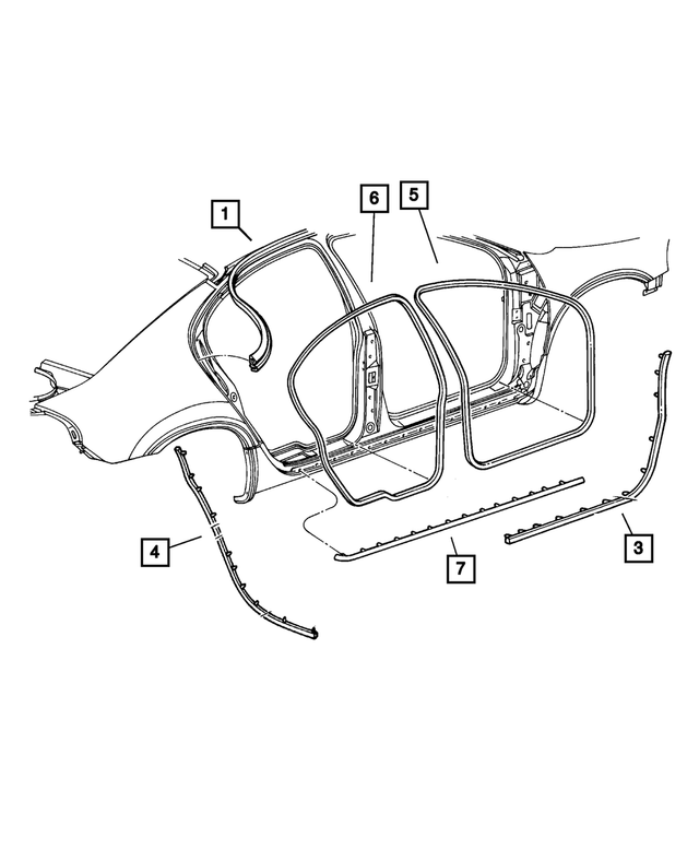 4780764AB - Doors and Related Parts: Drip Rail Secondary Weatherstrip, Right for Mopar Image