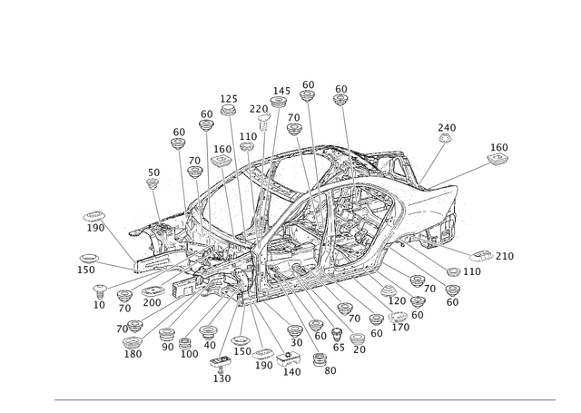 39975086 - Body Shell: Stop Plug for Mercedes-Benz: C230, C240, C280, C32 AMG, C320, C350, C55 AMG, CLK320, CLK350, CLK500, CLK55 AMG, CLK550, CLK63 AMG, CLS500, CLS55 AMG, CLS550, CLS63 AMG, E320, E500, E55 AMG, Maybach S550, Maybach S560, Maybach S600, Maybach S650, S450, S550, S550e, S560, S600, S63 AMG, S65 AMG, SLK280, SLK300 Image image