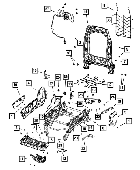 Front Seats - Adjusters, Recliners, Shields and Risers for 2012 Ram 2500 #1