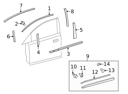 Exterior Trim - Front Door for 2011 Lexus HS250h #0