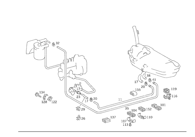 1244760284 - Fuel System: Damping Strip for Mercedes-Benz: 200, 300CE, 300E, 300TD, 300TE, 400SE, 400SEL, 500SEC, 500SEL, 560SL, 600SEL, S420 Image image