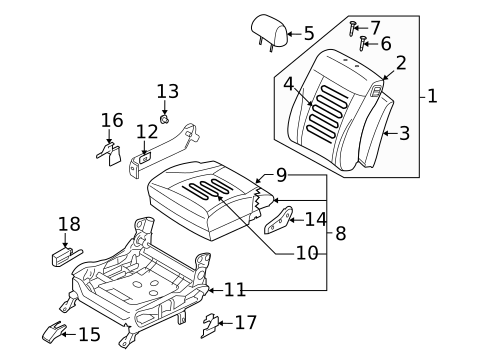 Passenger Seat Components for 2008 Kia Amanti #0
