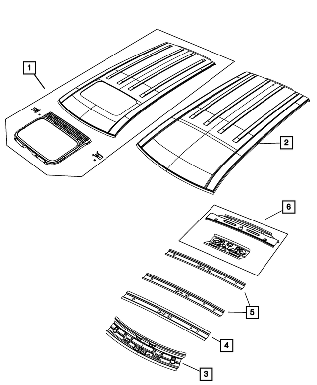 5076970AD - Body Sheet Metal Except Doors: Roof Front Header for Mopar Image