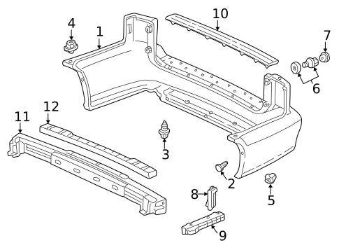 Bumper & Components - Rear for 1999 Honda Odyssey #0