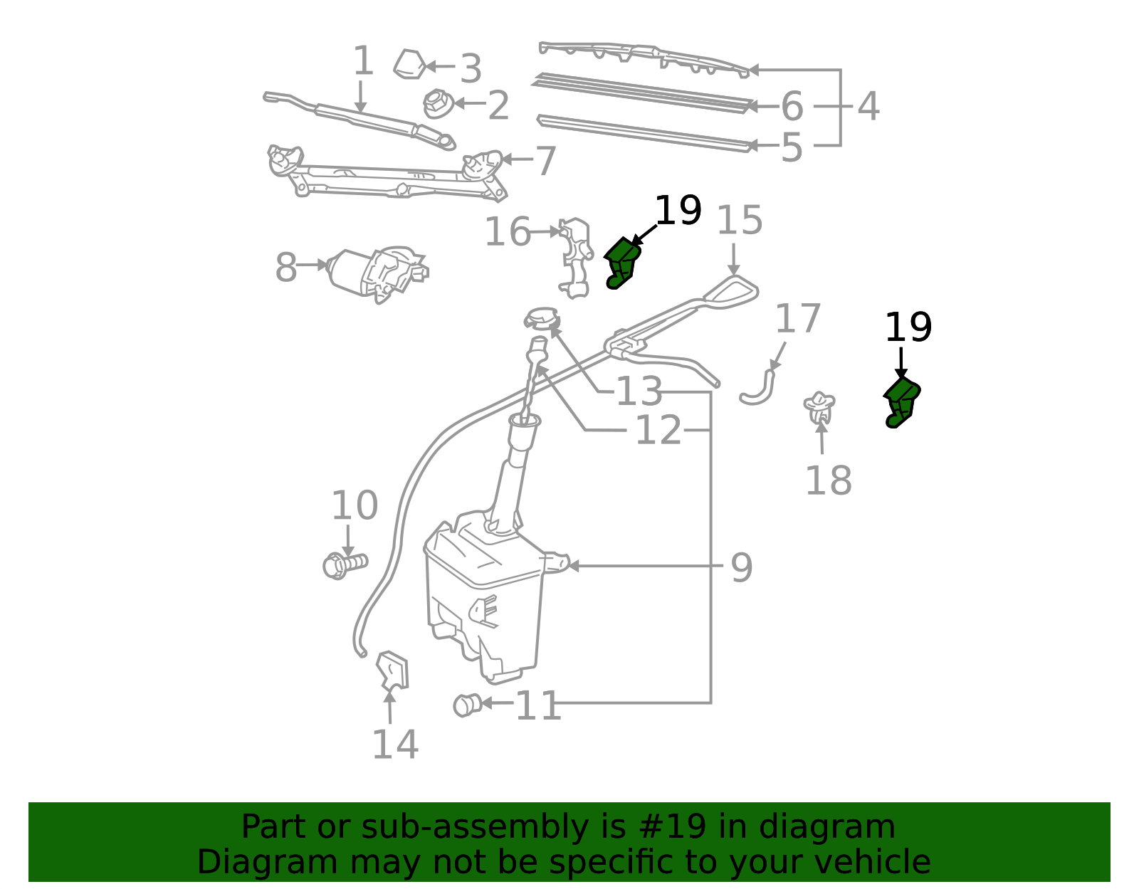 85381-21030 - Windshield Washer Nozzle (Front) 2005-2010 Scion tC