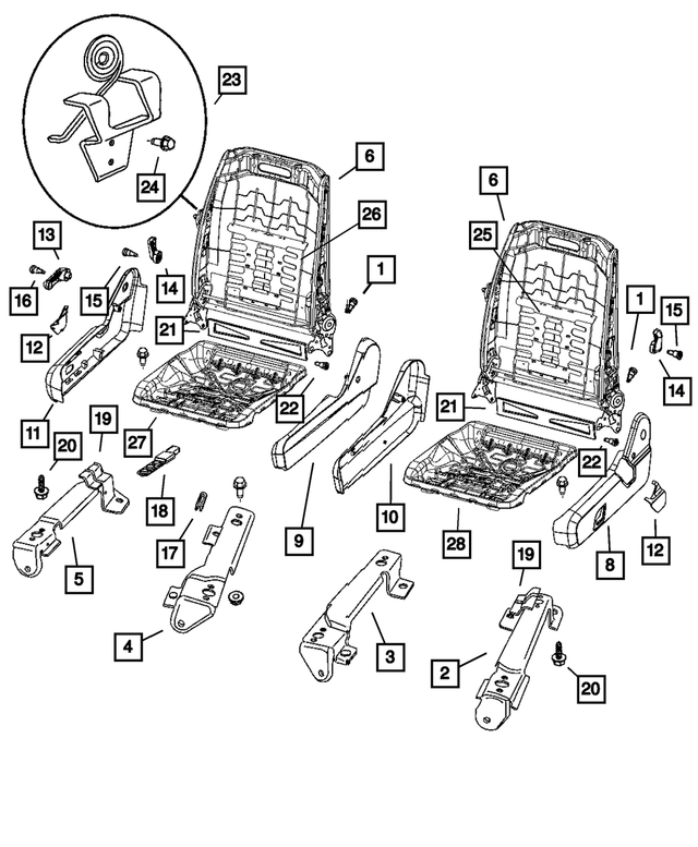 5134949AB - Interior Trim: Front Seat Back Frame, Left for Mopar Image