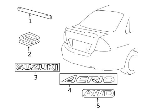 Exterior Trim - Trunk for 2007 Suzuki Aerio #0