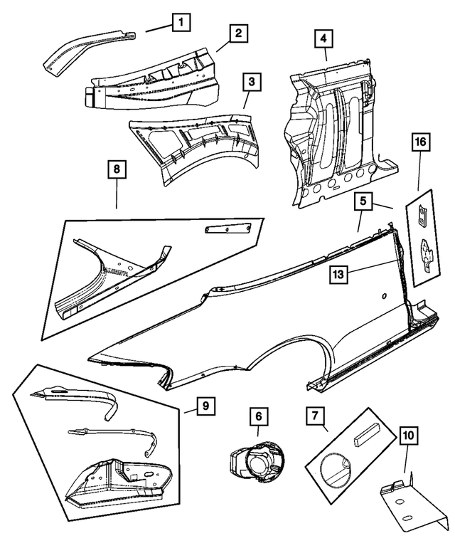 « 4655944AC – Body Sheet Metal Except Doors : Renfort Horizontal Extension, Côté Droit pour Mopar Image »