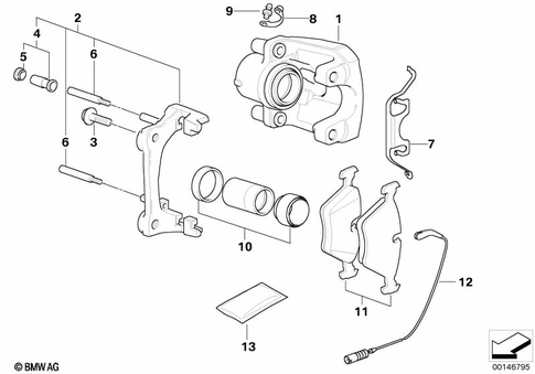 Rear Brake / Brake Pad / Wear Sensor for 2002 BMW 645Ci #0