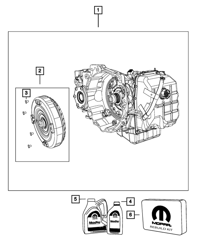 R8039386AF - 62TE; 6-Speed; Automatic Transaxle: With Torque Converter Transmission Kit for Mopar Image