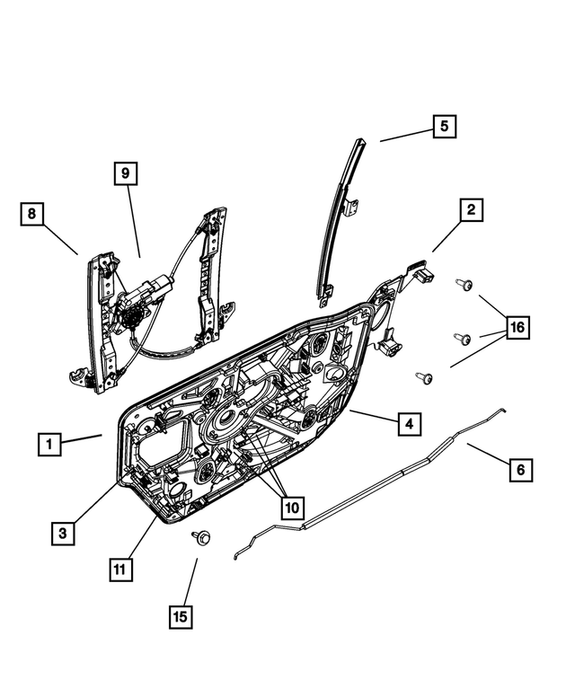 68195952AA - Doors, Door Mirrors and Related Parts: Carrier Plate Panel, Right for Mopar Image
