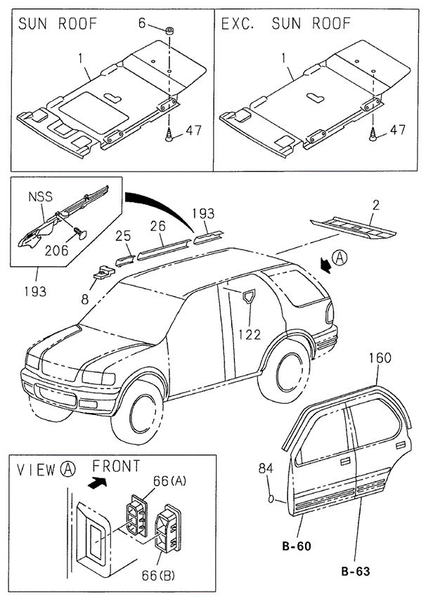 Head Lining - Trim for 2000 Honda Passport #0