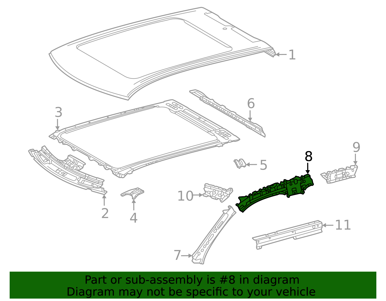 2022-2026 Toyota Roof Side Rail 61231-0C050 | Toyota Parts Center