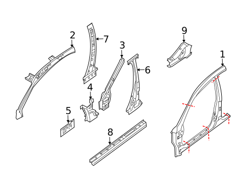 Center Pillar & Rocker for 2009 Nissan Altima #0