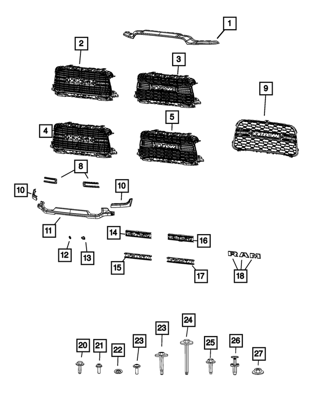 68600049AA - Exterior Ornamentation: Radiator Grille for Mopar Image