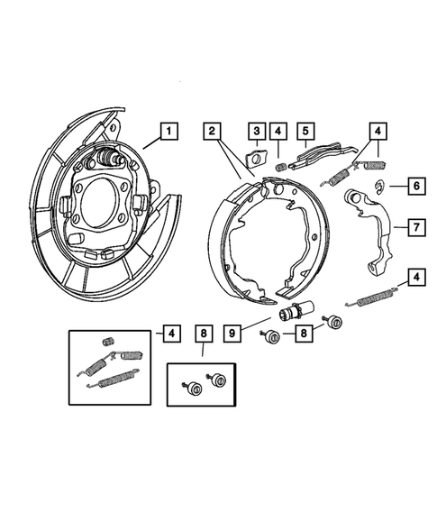 Parking Brake Lever, Cables, and Rear Disc Park Brake Assembly for 2009 Dodge Caliber #0