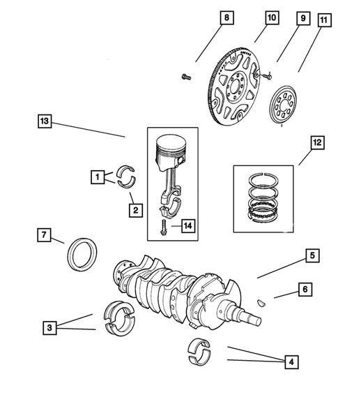 Crankshaft, Piston, and Drive Plate for 2001 Chrysler Sebring #0